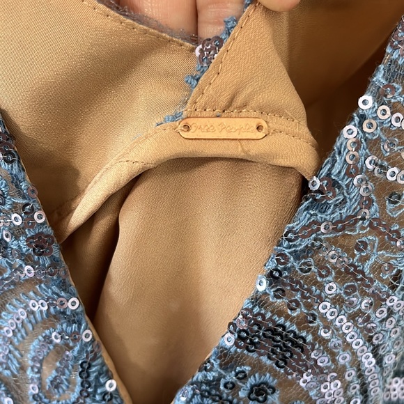 Free People Night Shimmers Mini Dress Blue Size 12 - Picture 11 of 13